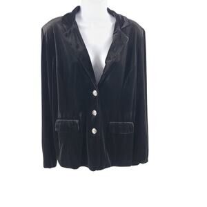 FALL 23rd street womens black velvet blazer Sz XL Dark feminine Goth career
